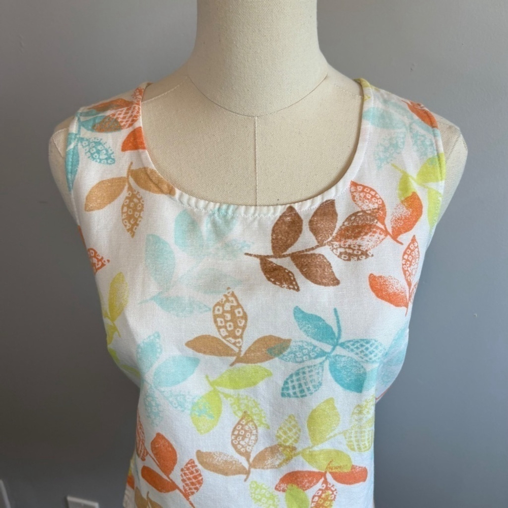 Croft & Barrow, Women's Linen, Leaf Pattern, Sleeveless top, SZ S - Picture 3 of 9